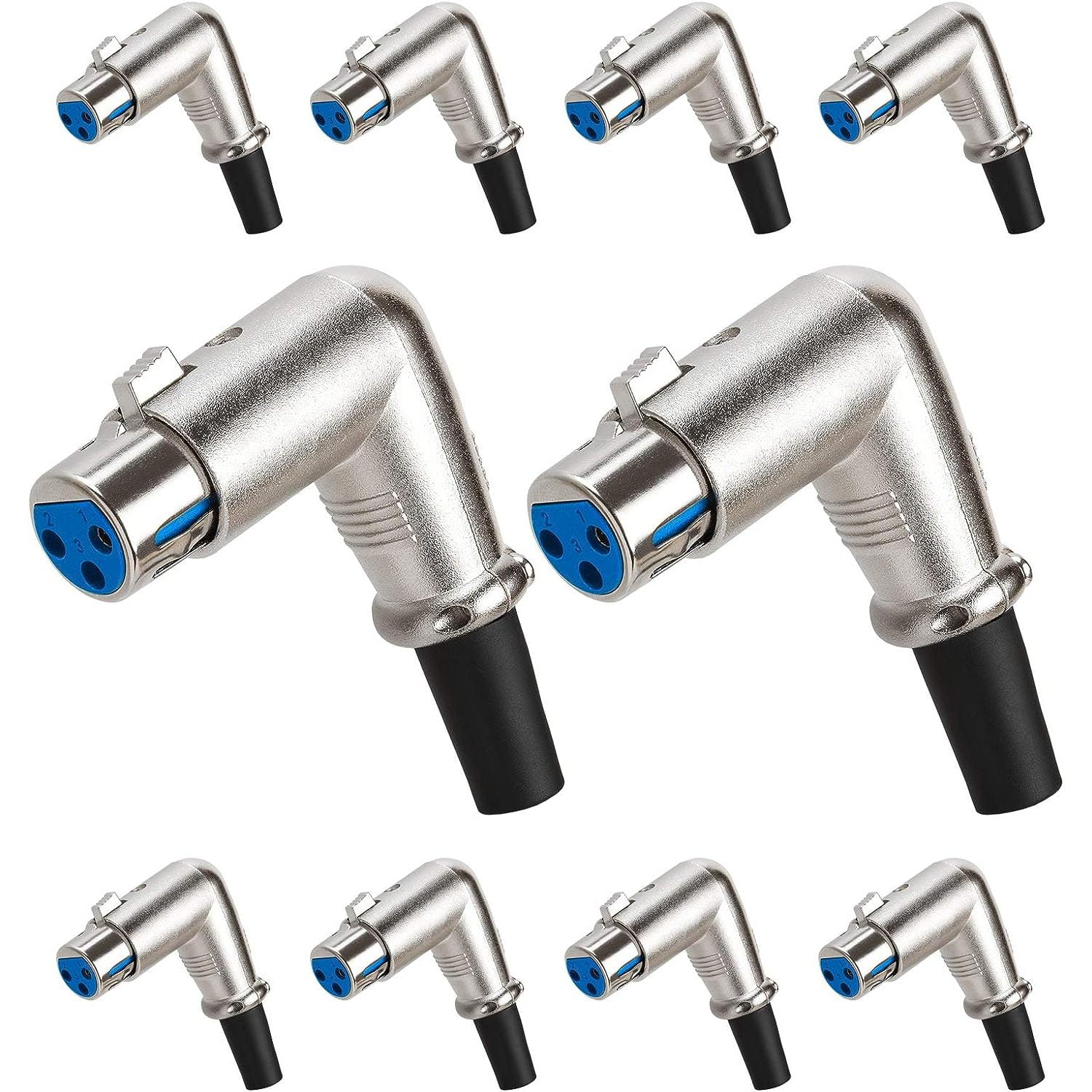 Chictail [10 Pack 3Pin XLR Female Microphone Connector, 90 Degree