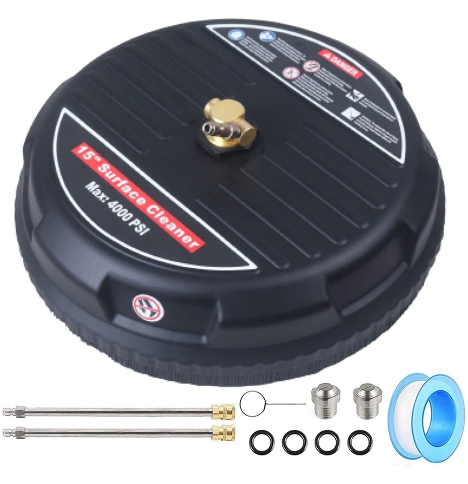 Chictail 15" Pressure Washer Surface Cleaner Attachment with 2 Power Washer Extensions 1/4