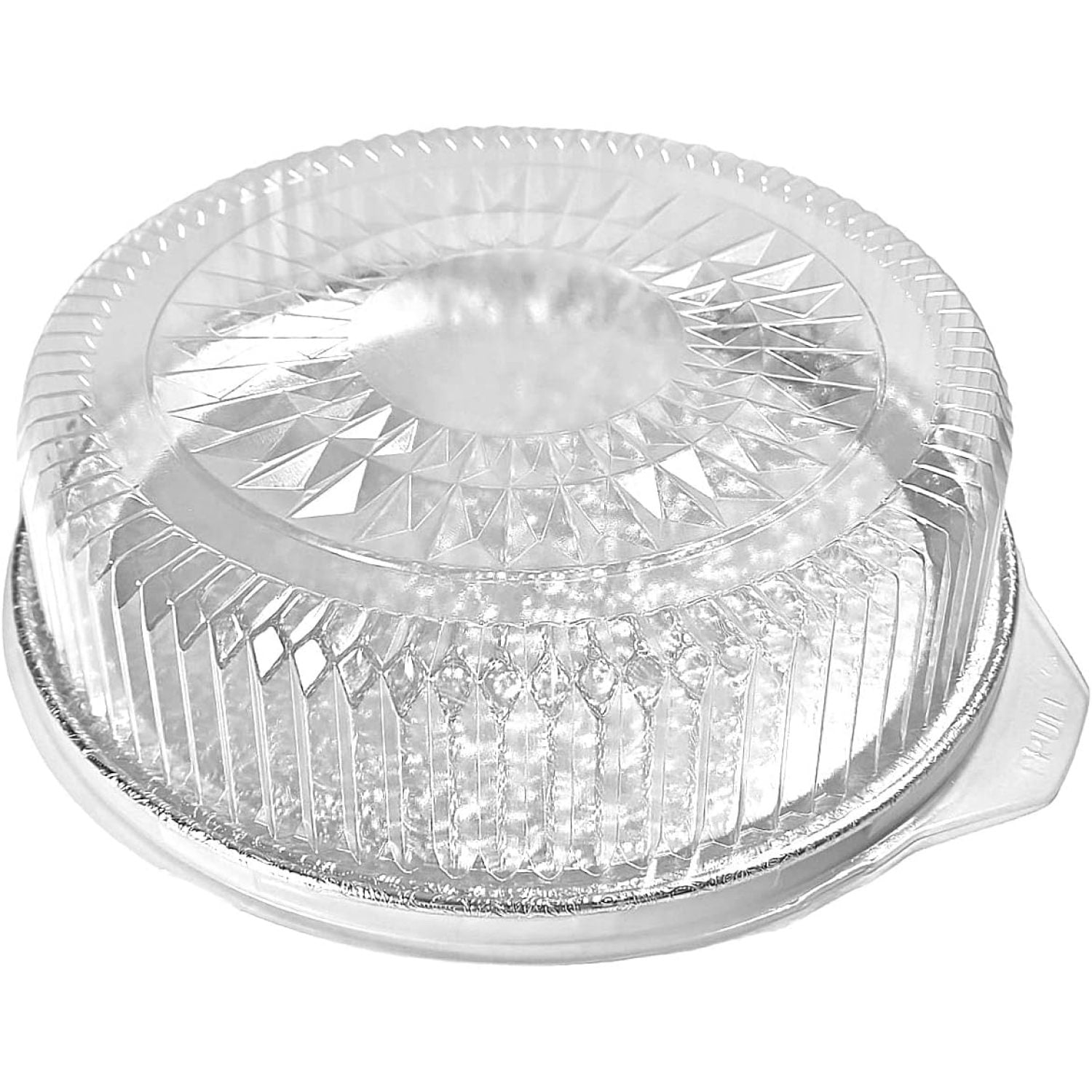 Chictail 16" Round Flat Aluminum Cater Trays with Clear Dome Lids