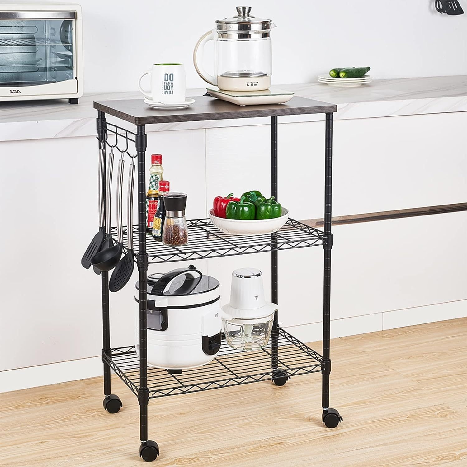 Chictail 3 Tier Rolling Cart, Kitchen Carts on Wheels with Storage and