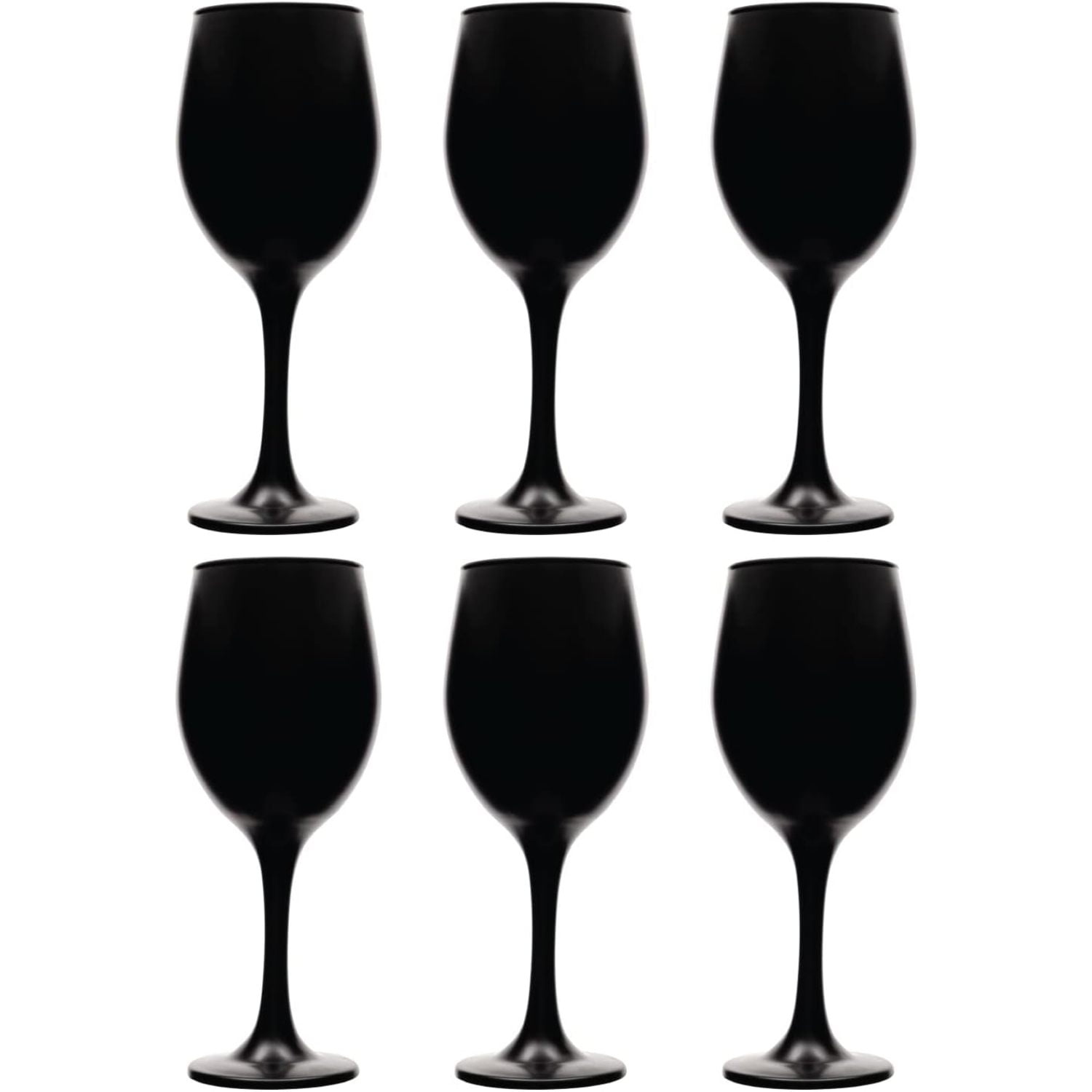 Chictail Black Wine Glasses, 14 Ounce Wine Glass, Set of 6 Matte Black