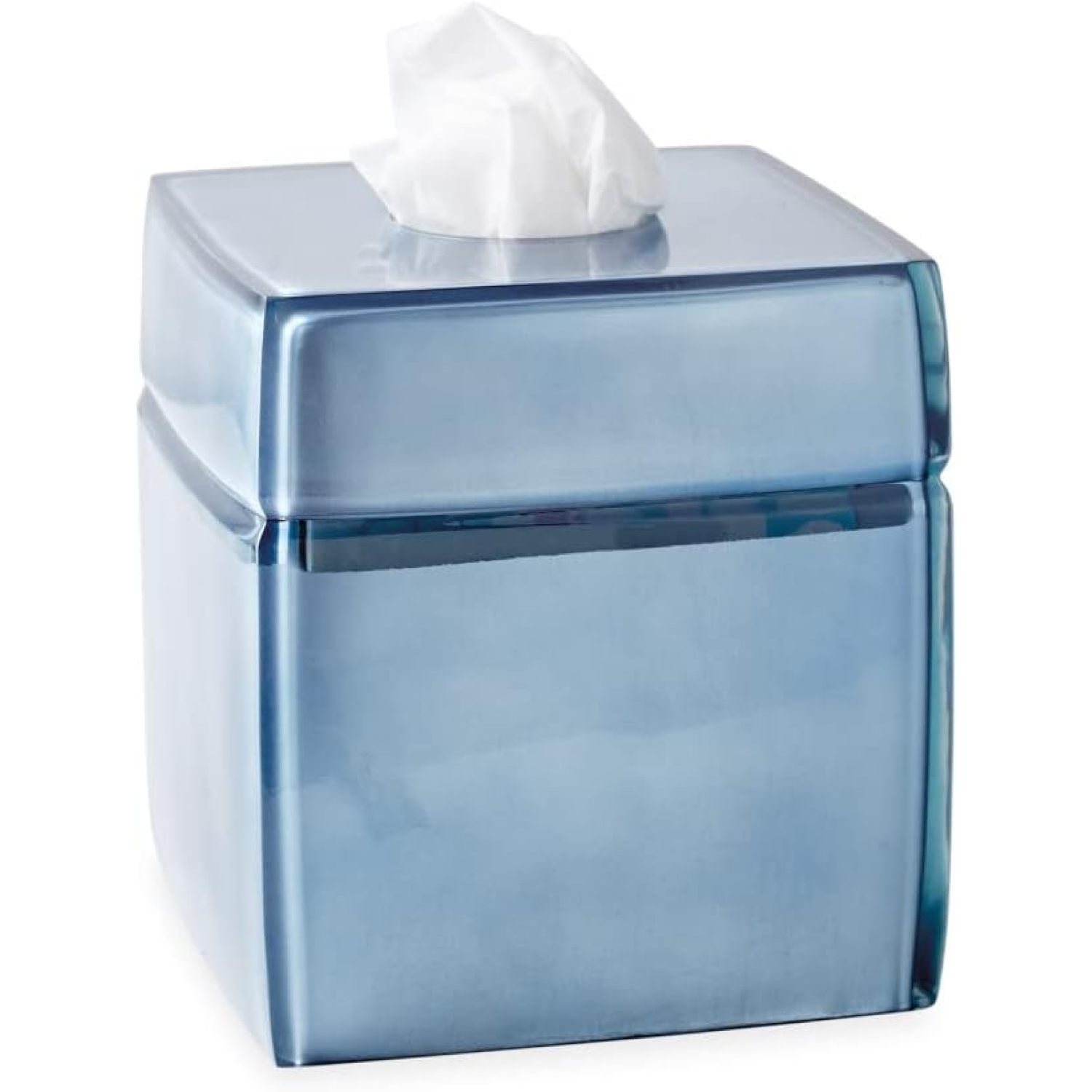 Chictail Blue Tissue Box Cover for Bathroom Vanity Countertop Metallic Finish Bath Accessory
