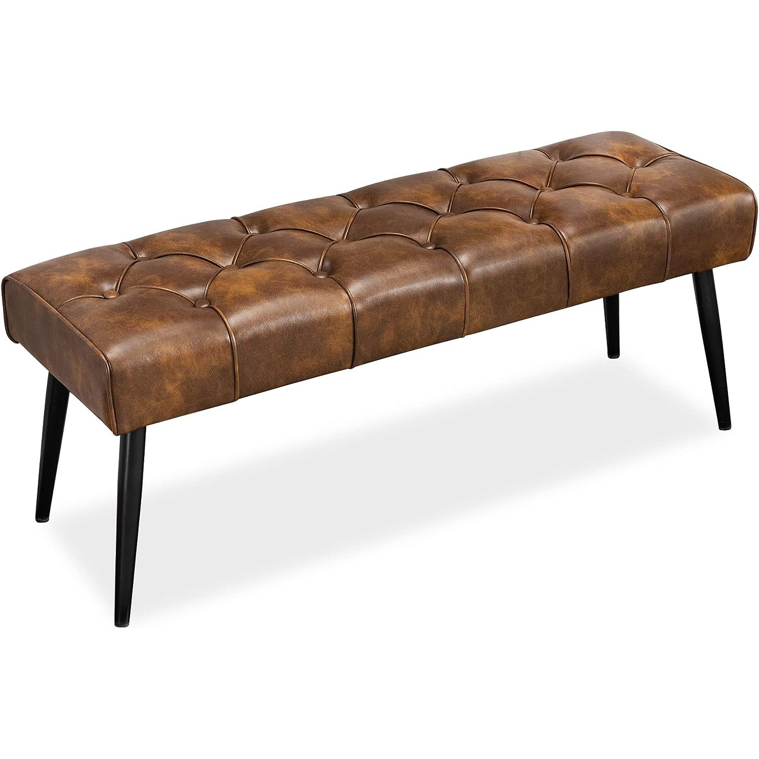 Chictail ButtonTufted Ottoman Bench, 44.5'' Faux Leather Upholstered