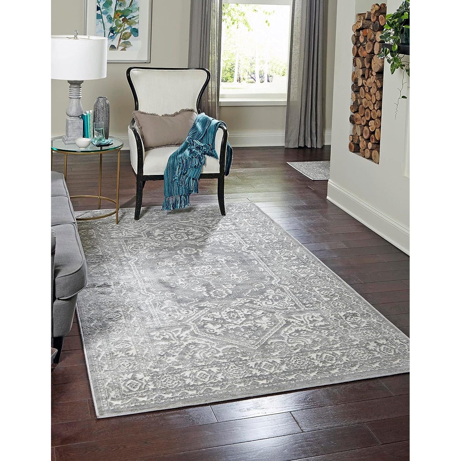 Chictail Collection Rug 3' x 5' Gray LowPile Rug Perfect for Living
