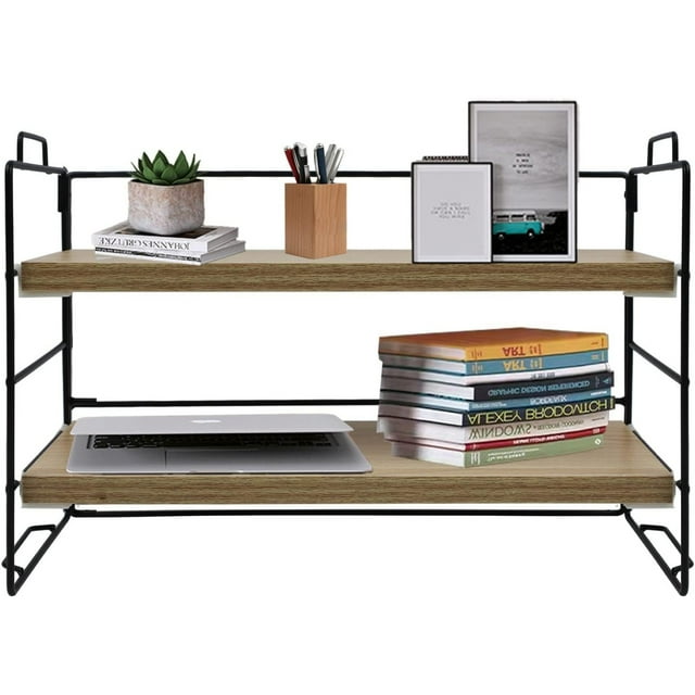 Chictail Desktop Organizer Shelf Small Bookshelf Storage with 2Tier