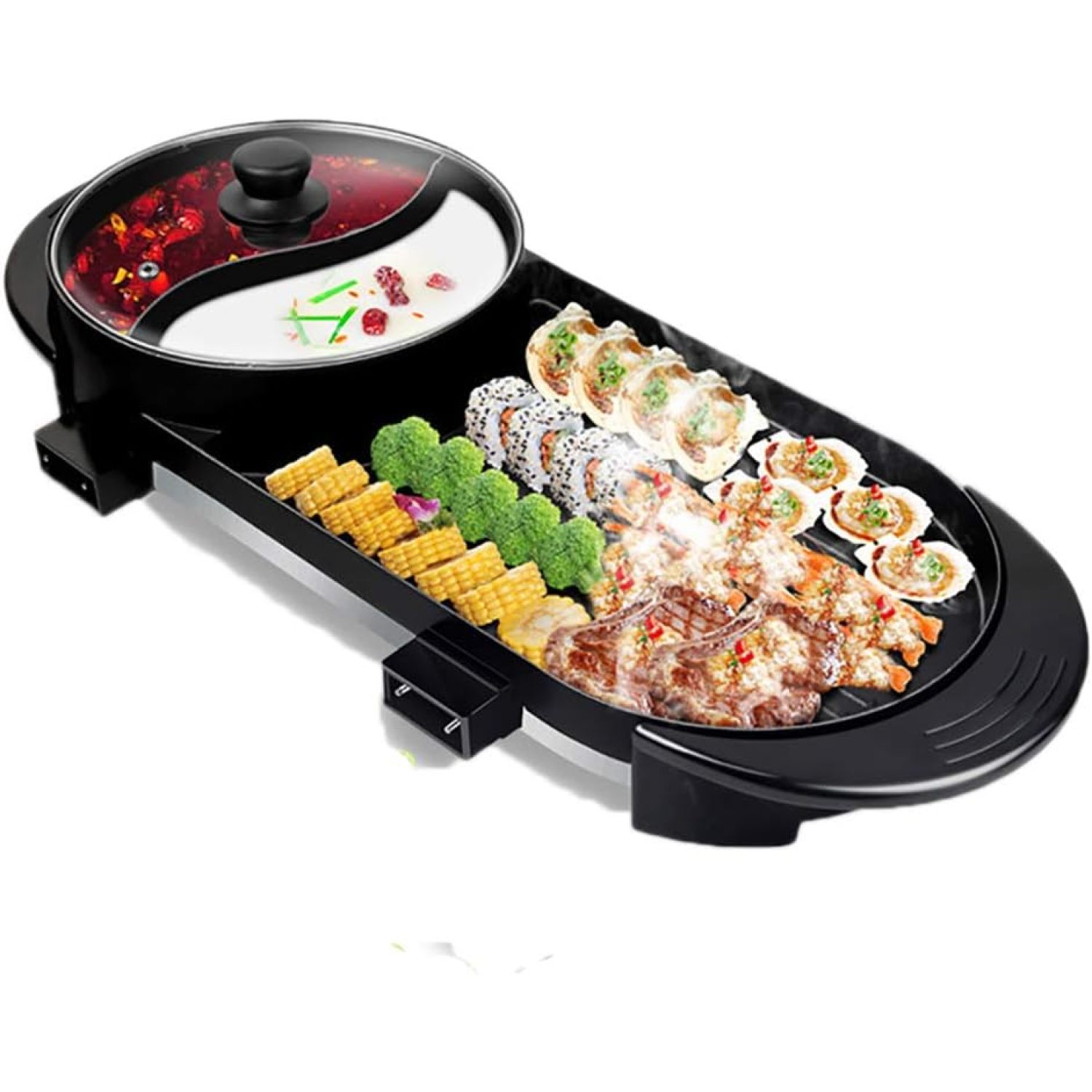 Chictail Electric Hot Pot Grill, 2 in 1 Indoor Korean BBQ Grill Hotpot Shabu Pot Large Capacity