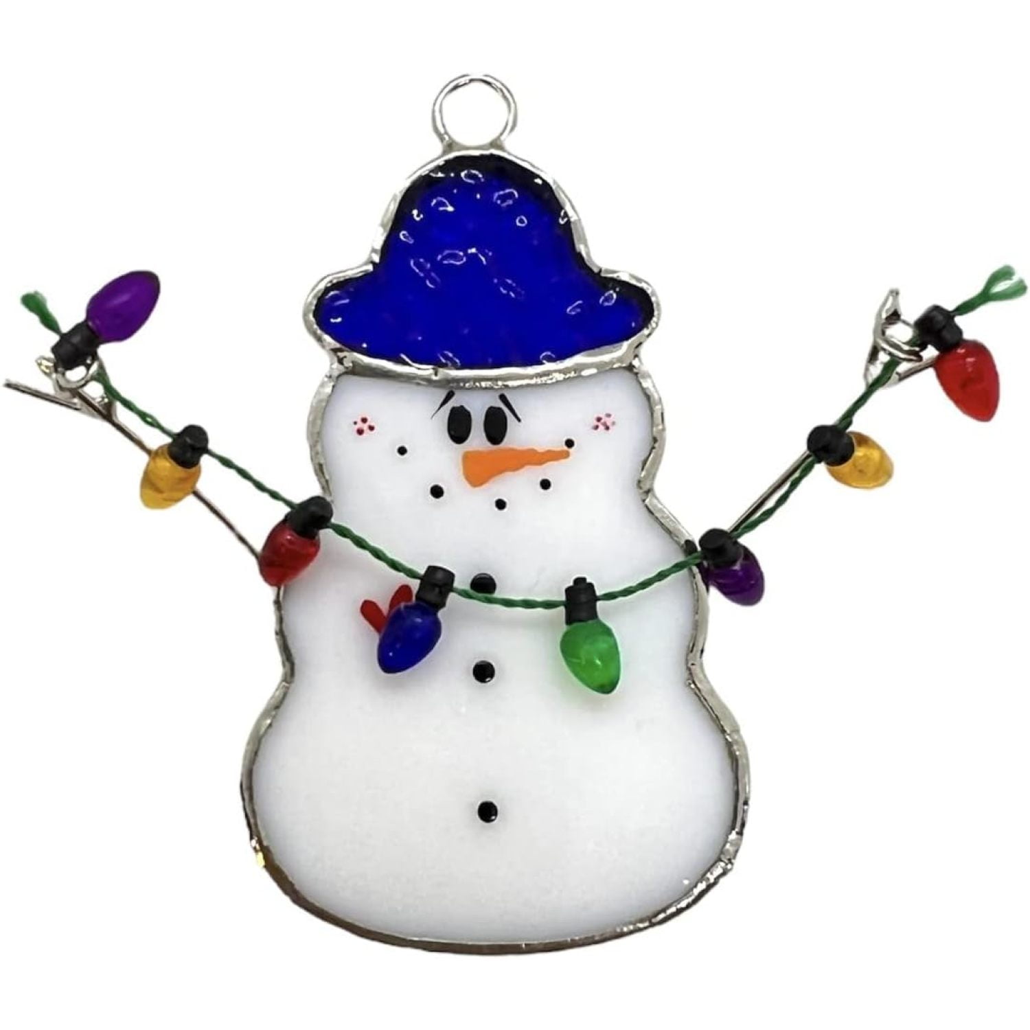 Chictail Glass Cover Snowman with Lights Blue HAT