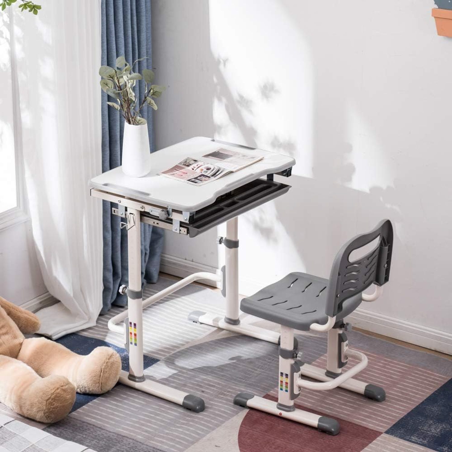 Chictail Kids Desk Table and Chair Set, Height Adjustable Childs Study