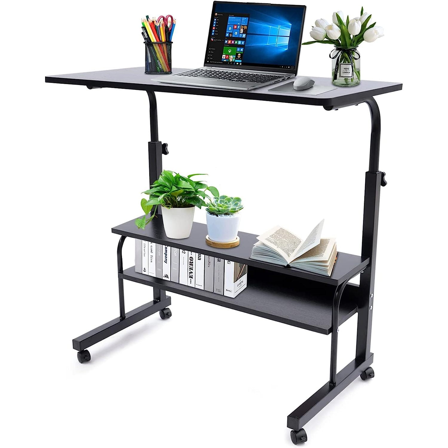 Chictail Mobile Desk Double Desktop Modern Wooden Computer Desk