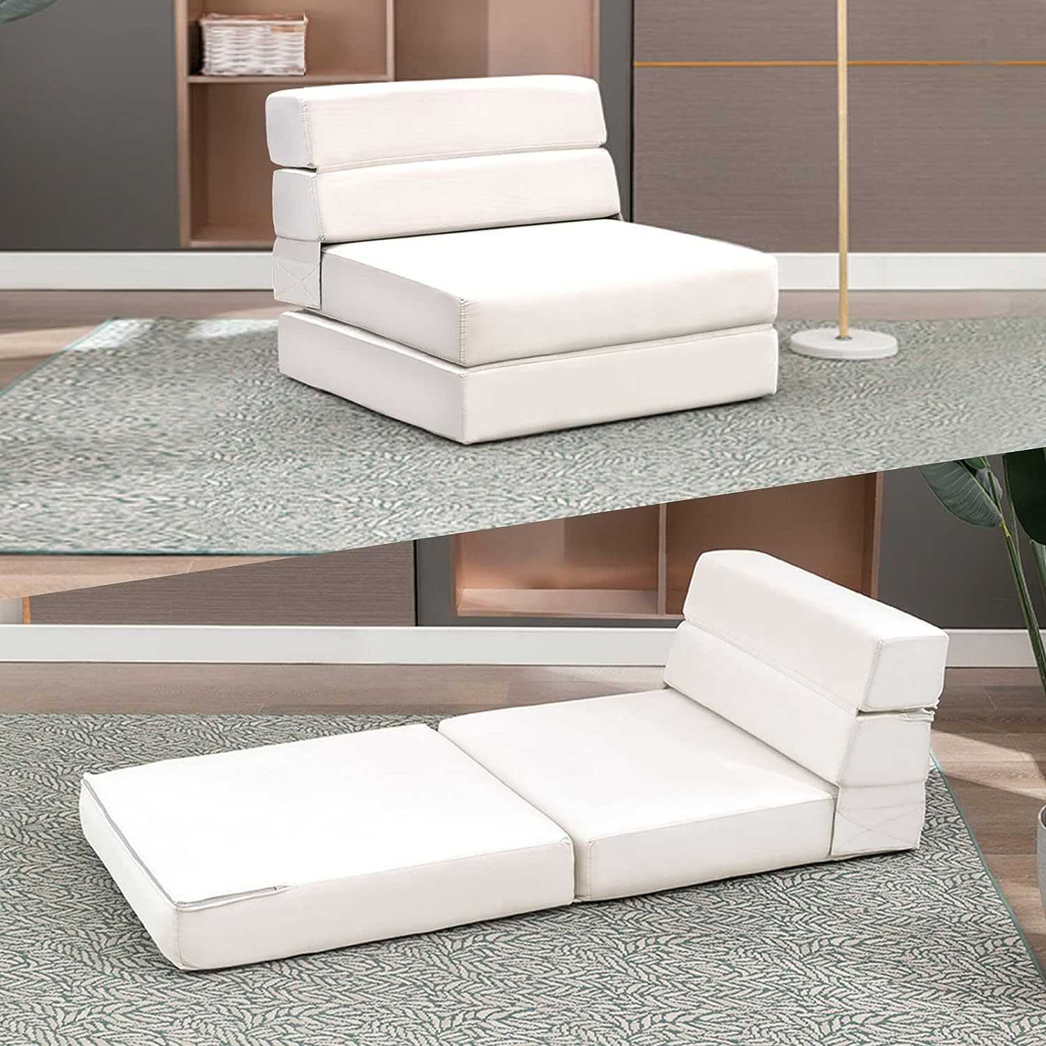 Chictail Triple Fold Down Sofa Bed,Single Size Sleeper Sofa 2 In1 Tri