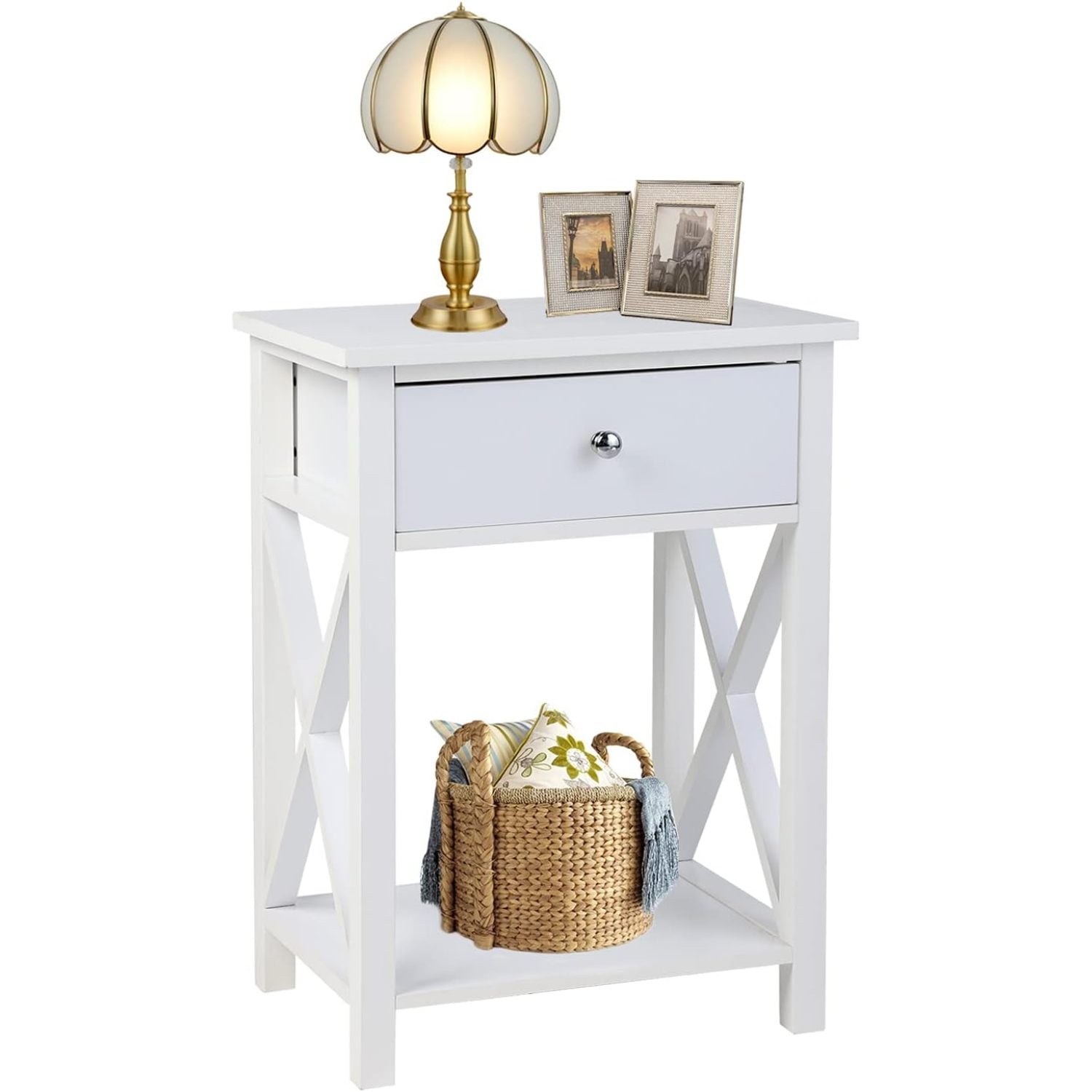 Chictail XDesign Side End Table Night Stand Storage Shelf with Bin