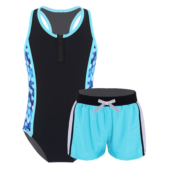 Chictry Two-Piece Swimming Jumpsuit with Shorts