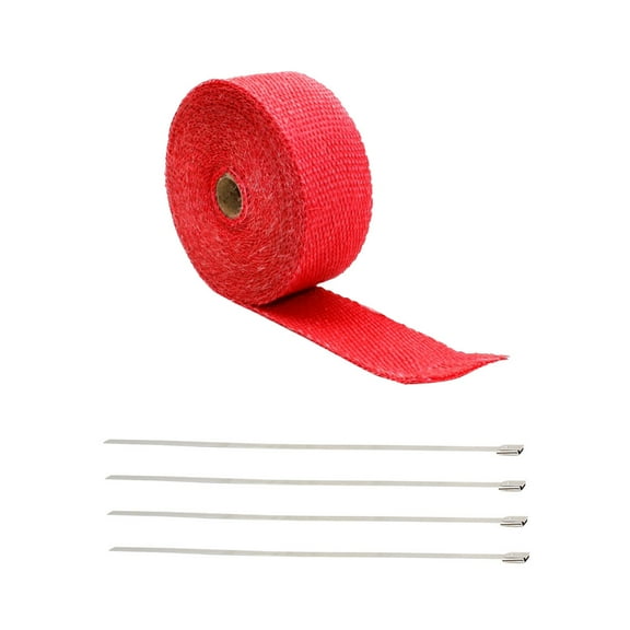 Chidian 1.5mm * 25mm * 5mm Exhaust Heat Wrap Roll Header Tube Fiber Wrap Tape for Car Motorcycle (Red)