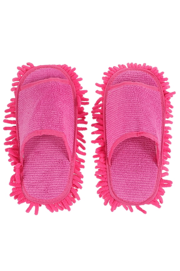 1 Pair Duster Mop Slippers Shoes Cover Winter Warm Floor Slippers Washable Floor Polishing Hair Sweeper For Bathroom Kitchen ( Rosy, )
