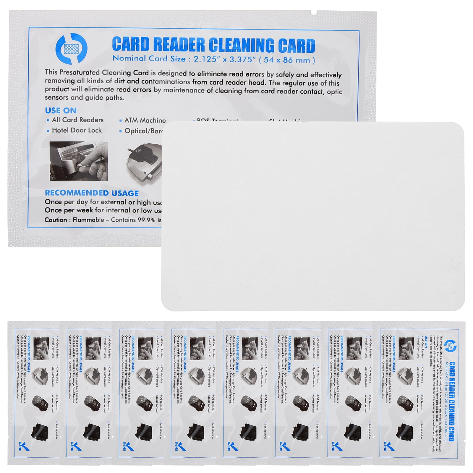 Chidian 10Pcs Cleaning Card Card Reader Cleaner Reusable Credit Card