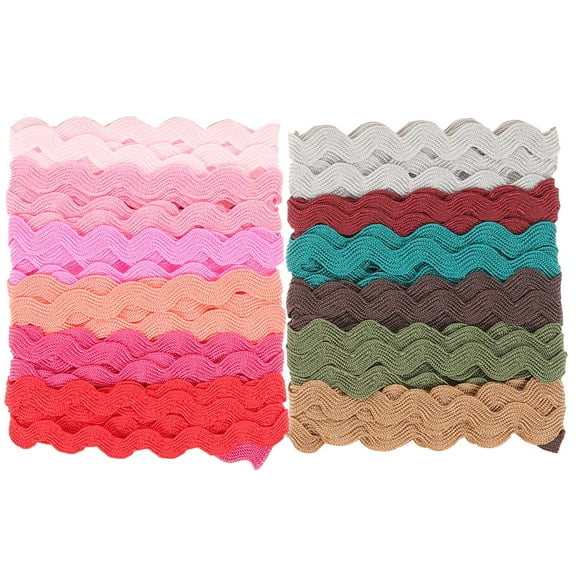 Chidian 2 Rolls Wave Bending Fringe Trim Ribbon Wavy Ribbons Wrapping Ribbon Fabric Ribbon for DIY Accessories