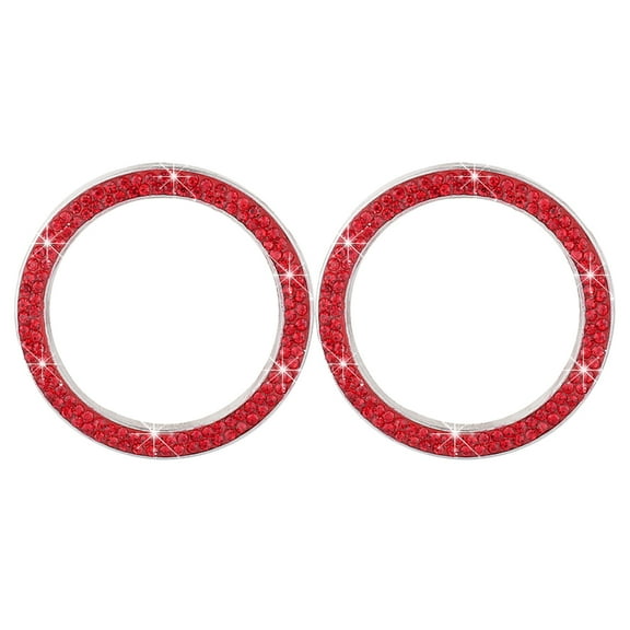 Chidian 2PCS Car Ignition Button Ring Sticker Engine Start Stop Button Ring Decal Crystal Bling Rhinestone Car Decor Accessories (Red)