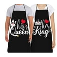 thumbnail image 1 of Chidian 2Pcs King Queen Apron Set Couple Aprons for Valentine's Day present His and Her Aprons Crafting Aprons for Couples Black, 1 of 10