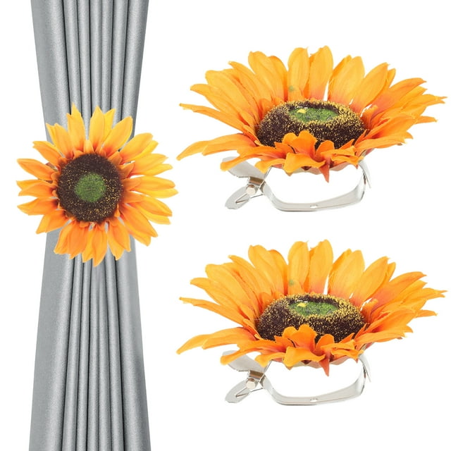 Chidian 2pcs Sunflower Curtain Holdbacks Curtain Tiebacks Clips Curtain