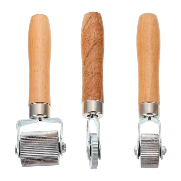 Chidian 3 Pcs Practical Car Tire Repair Tools Wood Handle Roller Car Tire Pressing Wheel