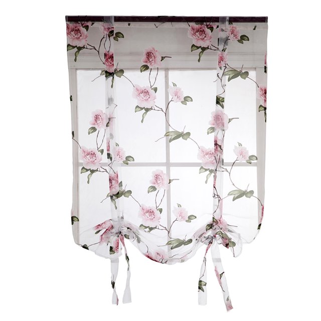 Chidian Floral Roman Curtain Semi Sheer Window Shade Sling Tie Blinds