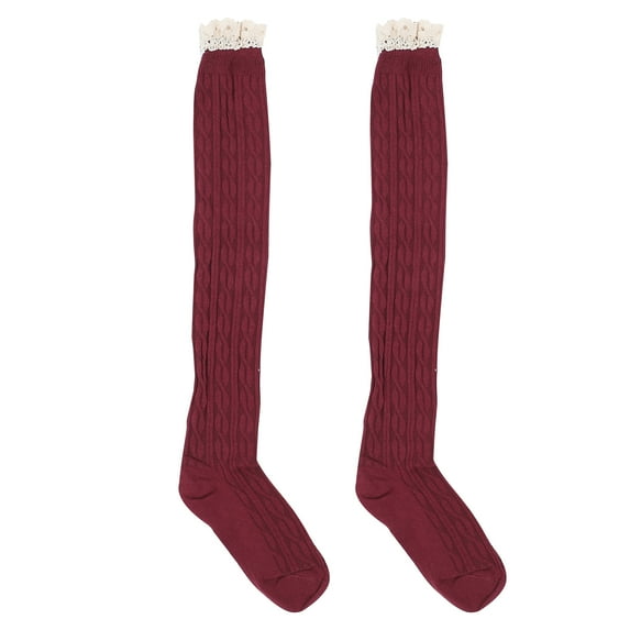Chidian Thigh High Socks Over the Knee Socks Long Knee High Socks Lolita Socks for ( Claret )