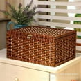 thumbnail image 1 of Chidian Woven Storage Bin with Lid for Sundries Rattan Basket for Shelves Decorative Storage Box for Desktop Multipurpose Organizer for Snacks and Makeup, 1 of 9