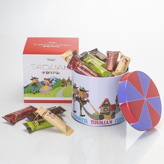 Chidoriya Tirolian Cream Roll Cookie Round Can 210g/(28pcs