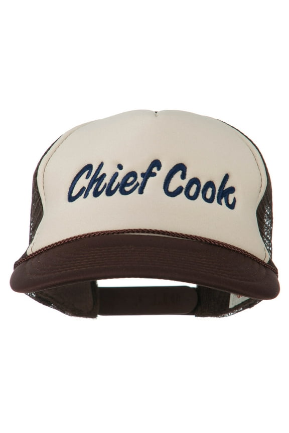 Chief Cook Embroidered Foam Mesh Cap - Brown Tan OSFM