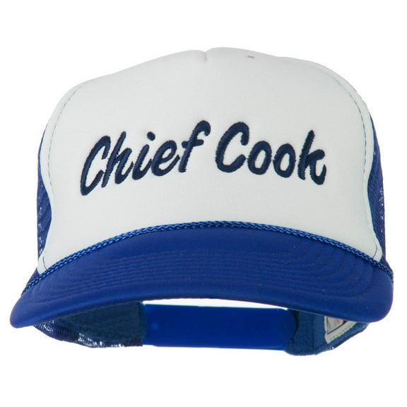 Chief Cook Embroidered Foam Mesh Cap - Royal White OSFM