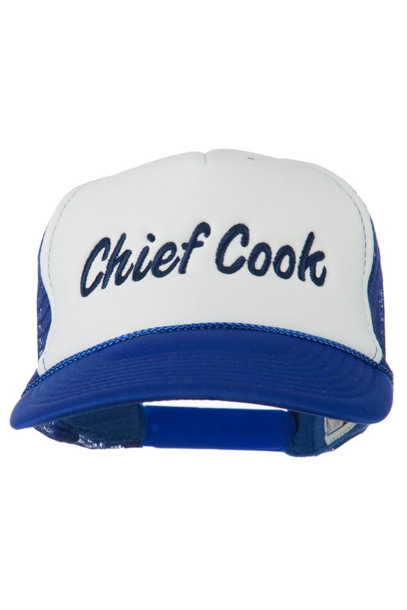 Chief Cook Embroidered Foam Mesh Cap - Royal White OSFM