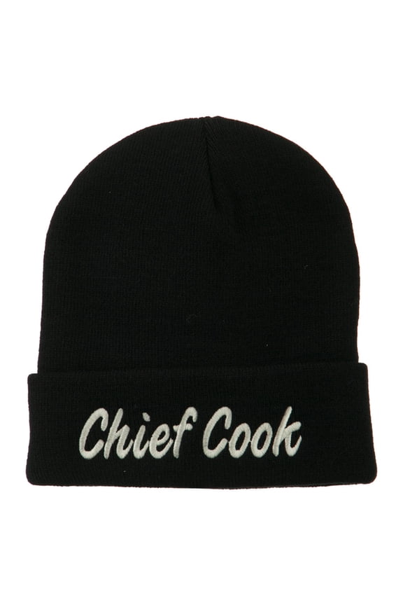 Chief Cook Embroidered Long Beanie - Black OSFM