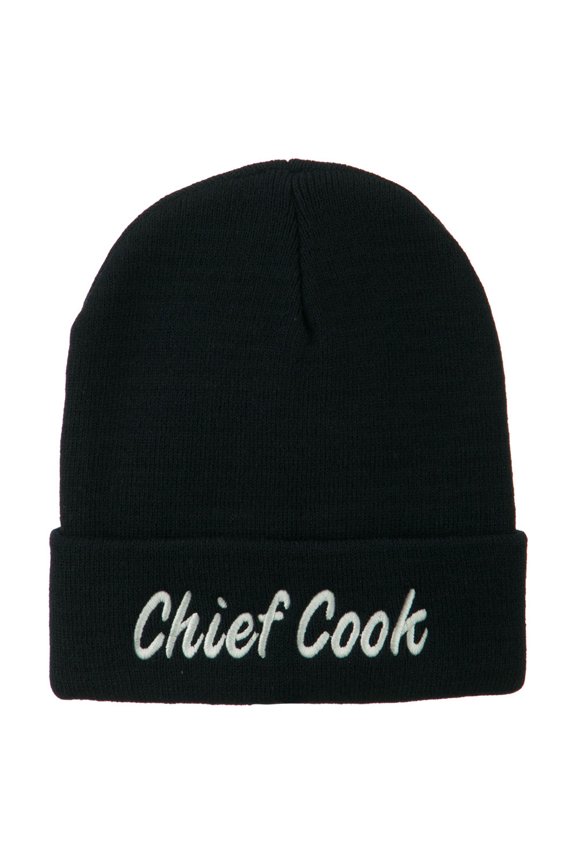 Chief Cook Embroidered Long Beanie - Navy OSFM