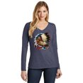 thumbnail image 1 of Chief Dreamcatcher Biker Womens V-neck Long Sleeve Shirt, XL Navy, 1 of 2