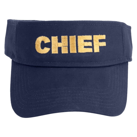 Chief Embroidered Cotton Twill Sun Visor - Navy OSFM