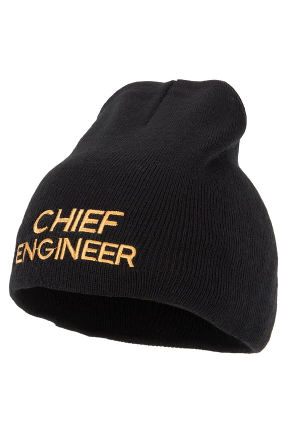 Chief Engineer Embroidered 8 Inch Knitted Short Beanie - Black OSFM