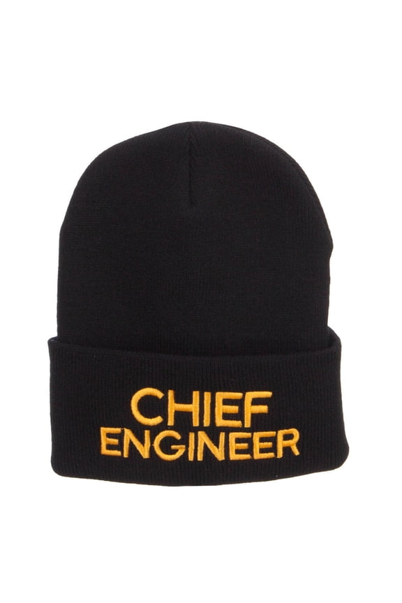 Chief Engineer Embroidered Long Beanie - Black OSFM