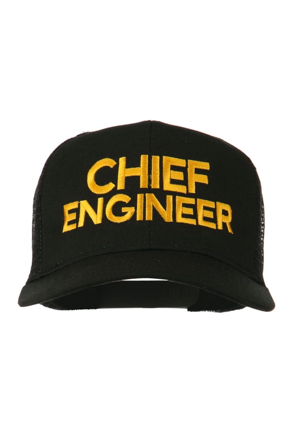 Chief Engineer Embroidered Twill Mesh Cap - Black OSFM