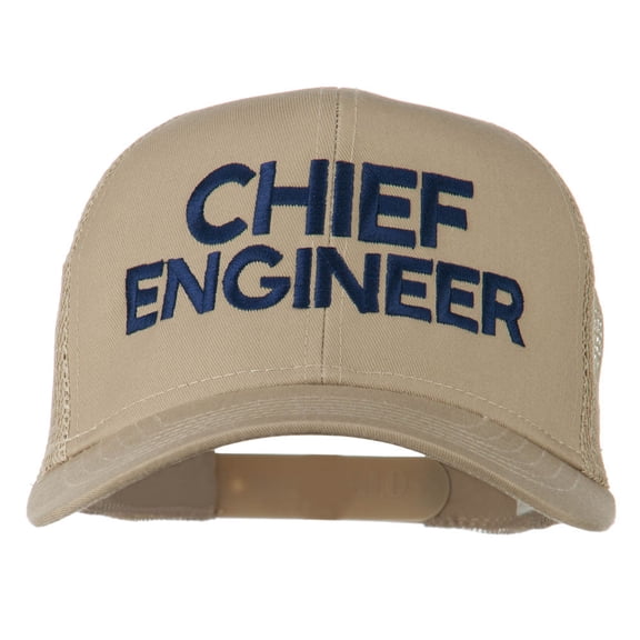Chief Engineer Embroidered Twill Mesh Cap - Khaki OSFM
