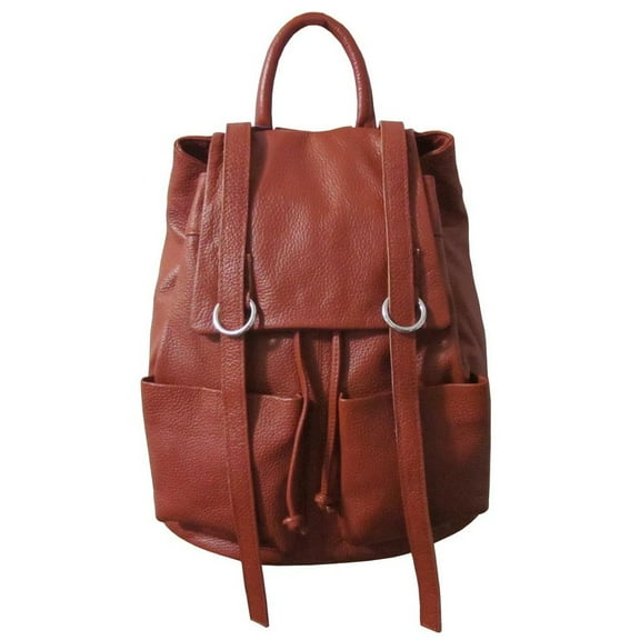 Chief Flapover Drawsting Leather Backpack