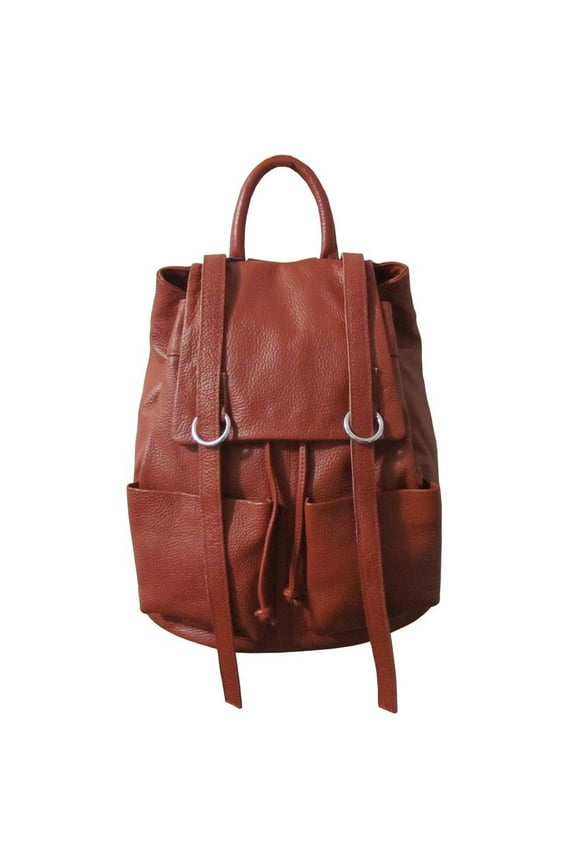 Chief Flapover Drawsting Leather Backpack