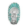 thumbnail image 1 of Chief Green Turquoise Sterling Silver Statement Ring for Female Anniversary Size-13, 1 of 5