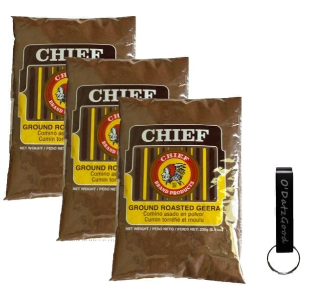Chief Ground Roasted Geera  8 oz (230g) Pack of 3 Packaged w/ ODatzGood