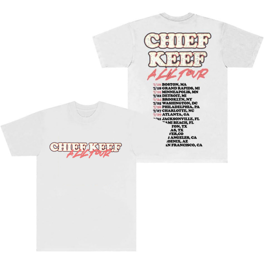 Chief Keef A Lil Tour 2024 TShirt Merch Casual Short Sleeved T Shirt