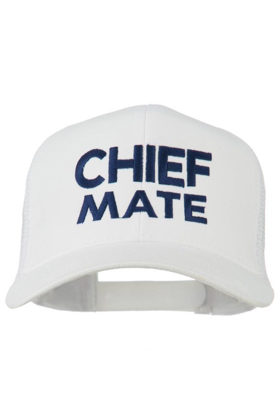 Chief Mate Embroidered Mesh Cap - White OSFM