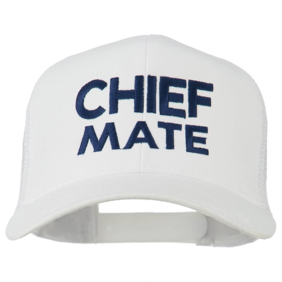 Chief Mate Embroidered Mesh Cap - White OSFM