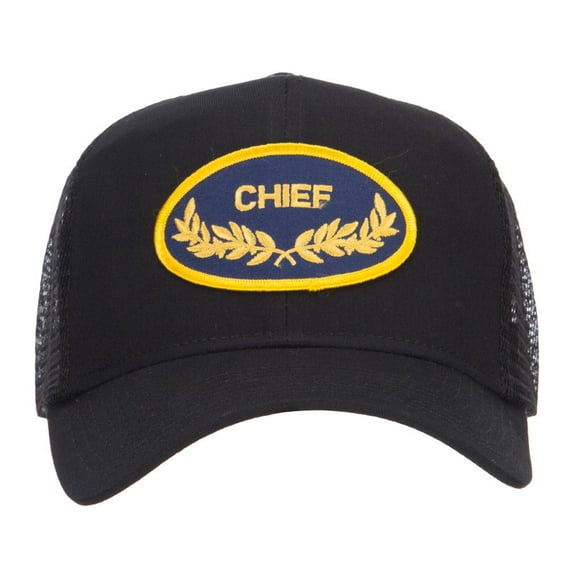 Chief Oak Leaf Patched Mesh Cap - Black OSFM