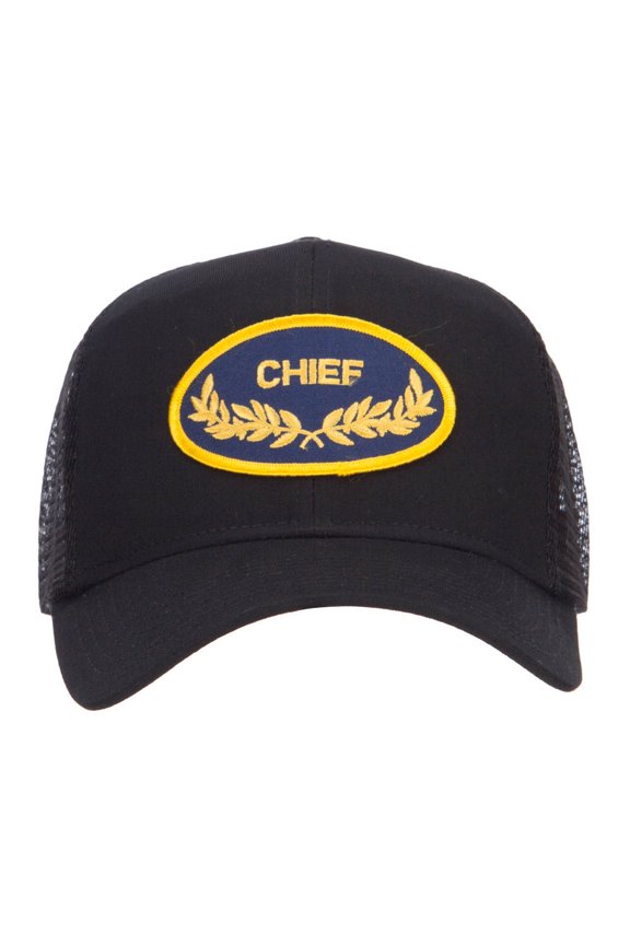 Chief Oak Leaf Patched Mesh Cap - Black OSFM