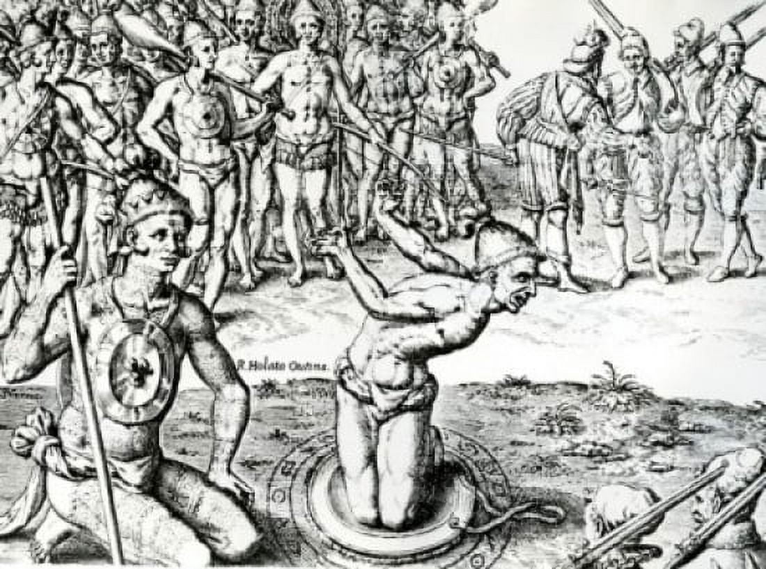 Chief Outina was Saturibas enemy but Laudonniere made friends with him because Outinas territory was only route to the Appalachian Mountains Canvas Art - (18 x 24)