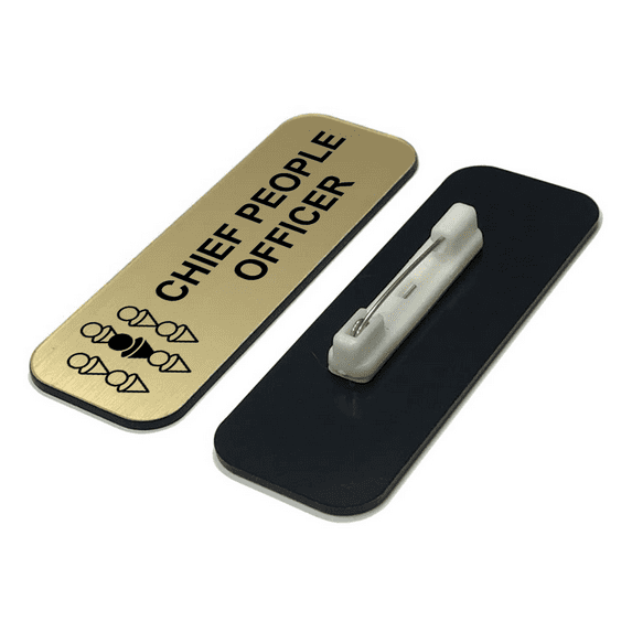 Chief People Officer 1 x 3" Name Tag/Badge, Brushed Gold, (3 Pack)